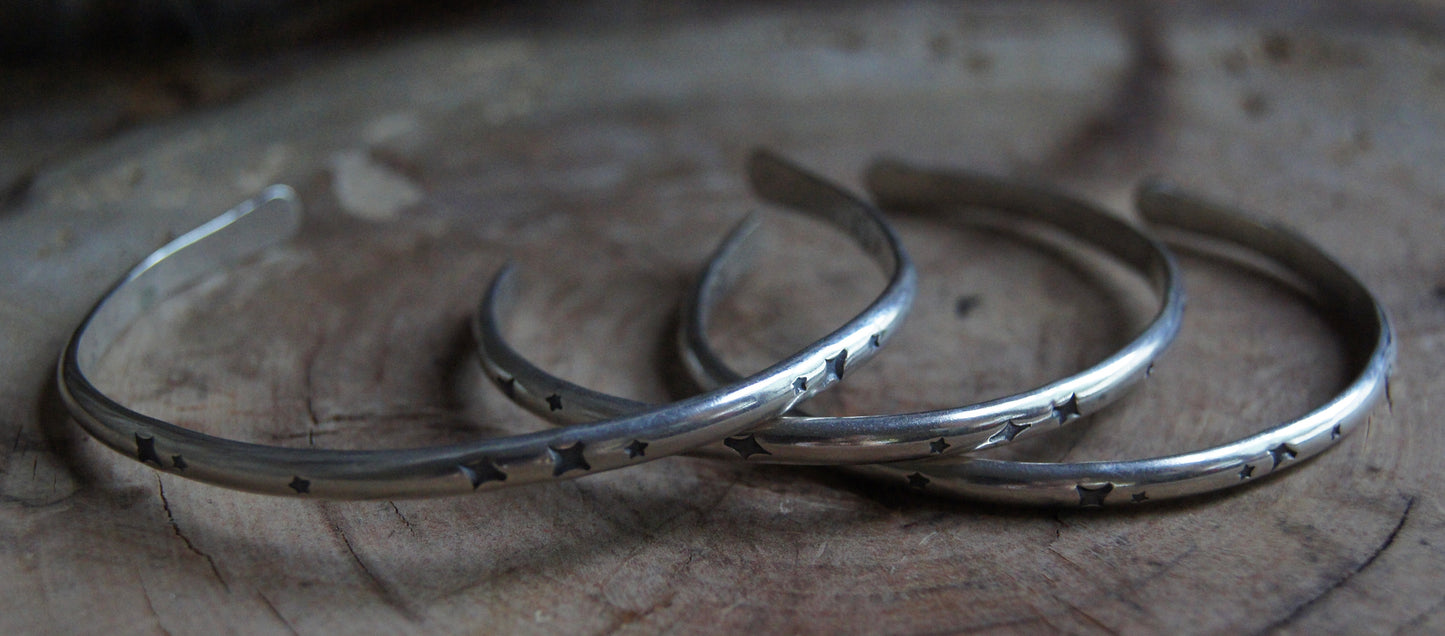 MTO Celestial Stacker Cuff bracelet .925 Sterling Silver or Copper