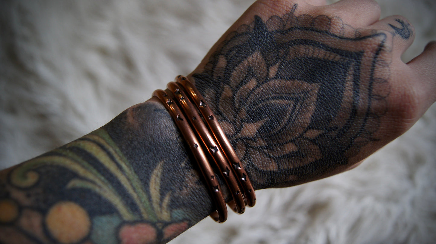 MTO Celestial Stacker Cuff bracelet .925 Sterling Silver or Copper