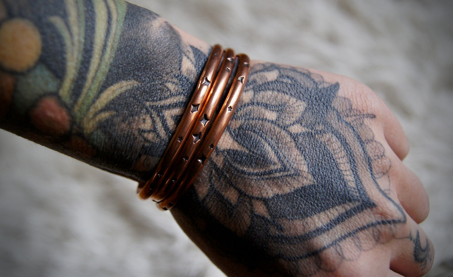 MTO Celestial Stacker Cuff bracelet .925 Sterling Silver or Copper
