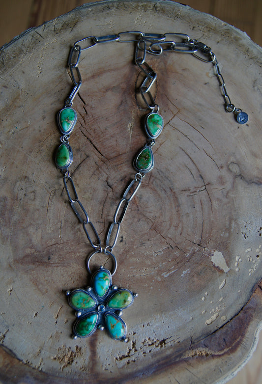 Hand Made Chain Heirloom Sonoran Gold & Moonstone Necklace