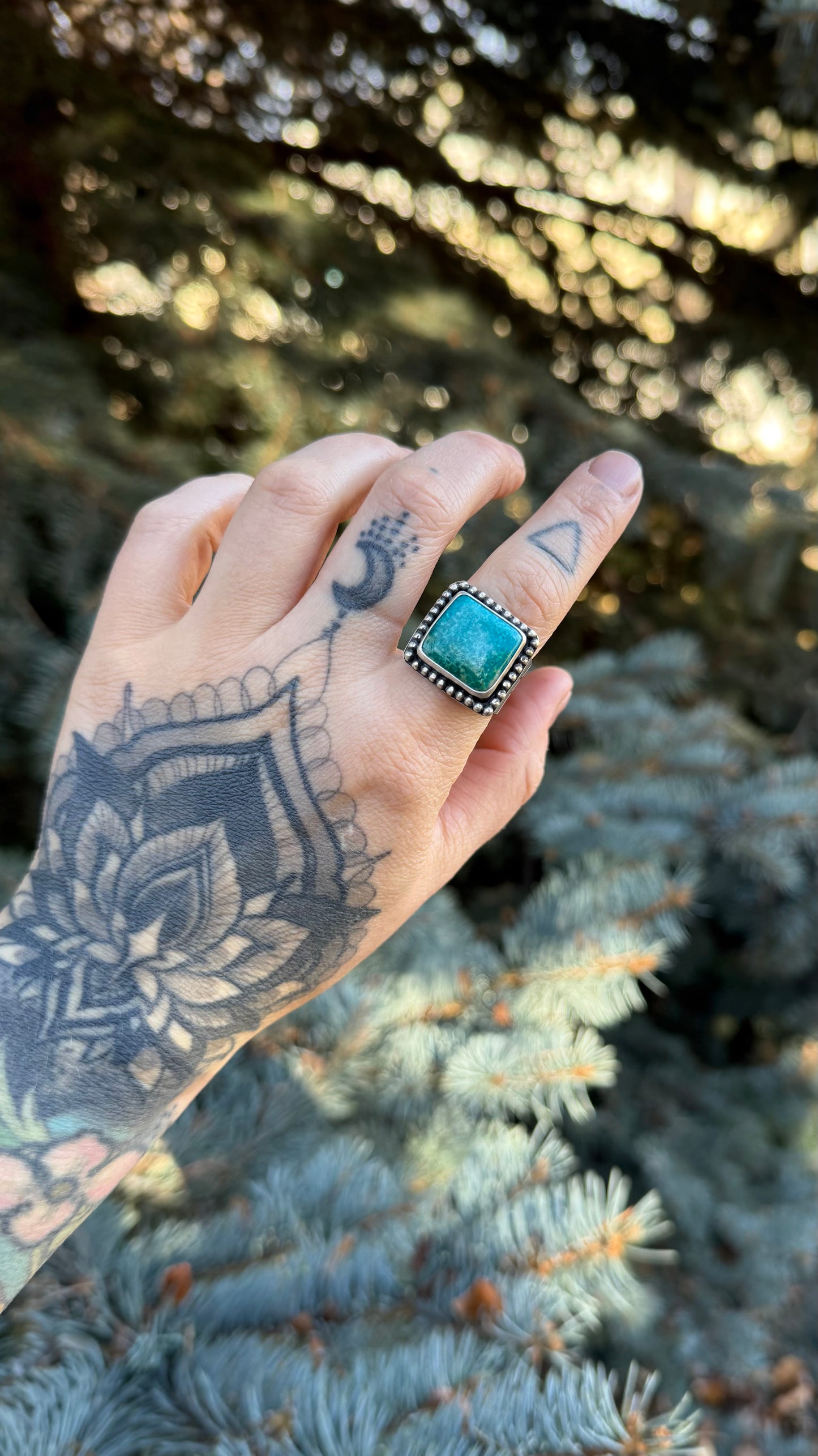 High Desert | Sonoran Gold Turquoise Thick Band Ring (Size 9.5–9.75)