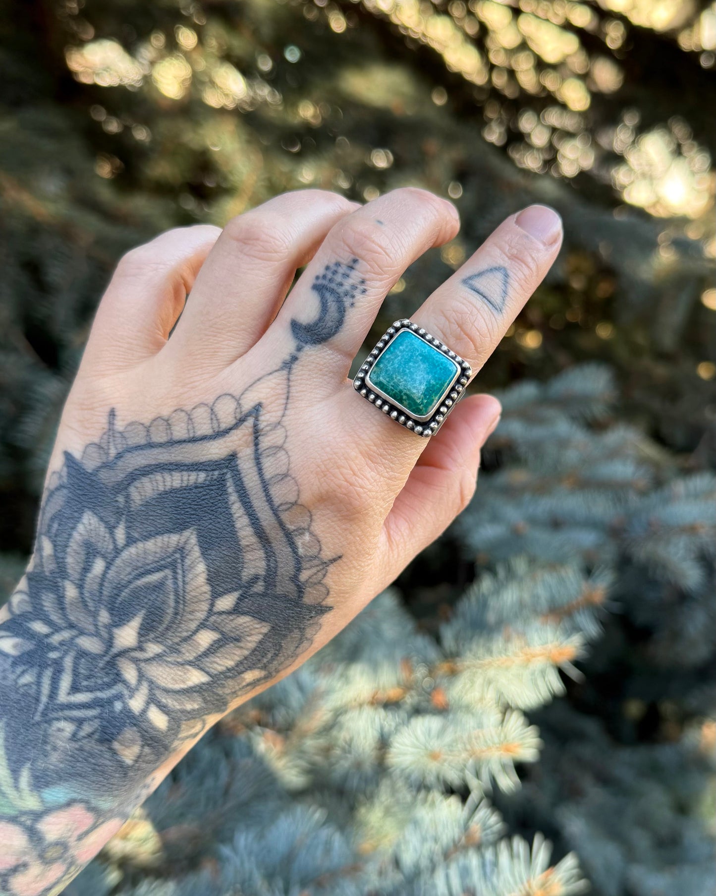 High Desert | Sonoran Gold Turquoise Thick Band Ring (Size 9.5–9.75)