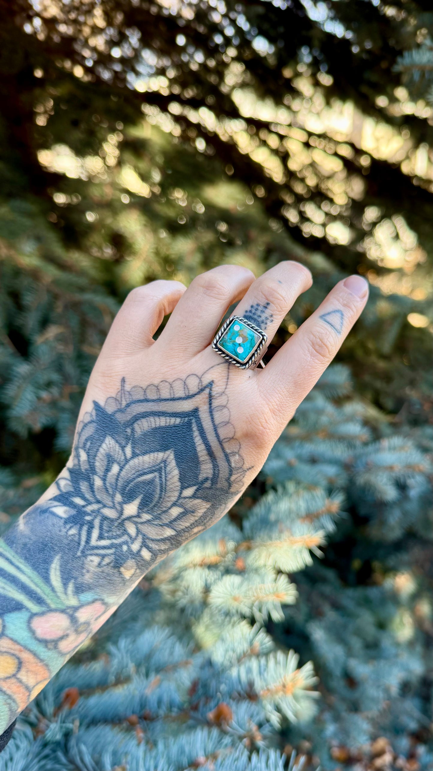 Dice No. 3 | Baja Turquoise Thick Band Ring (Size 9)
