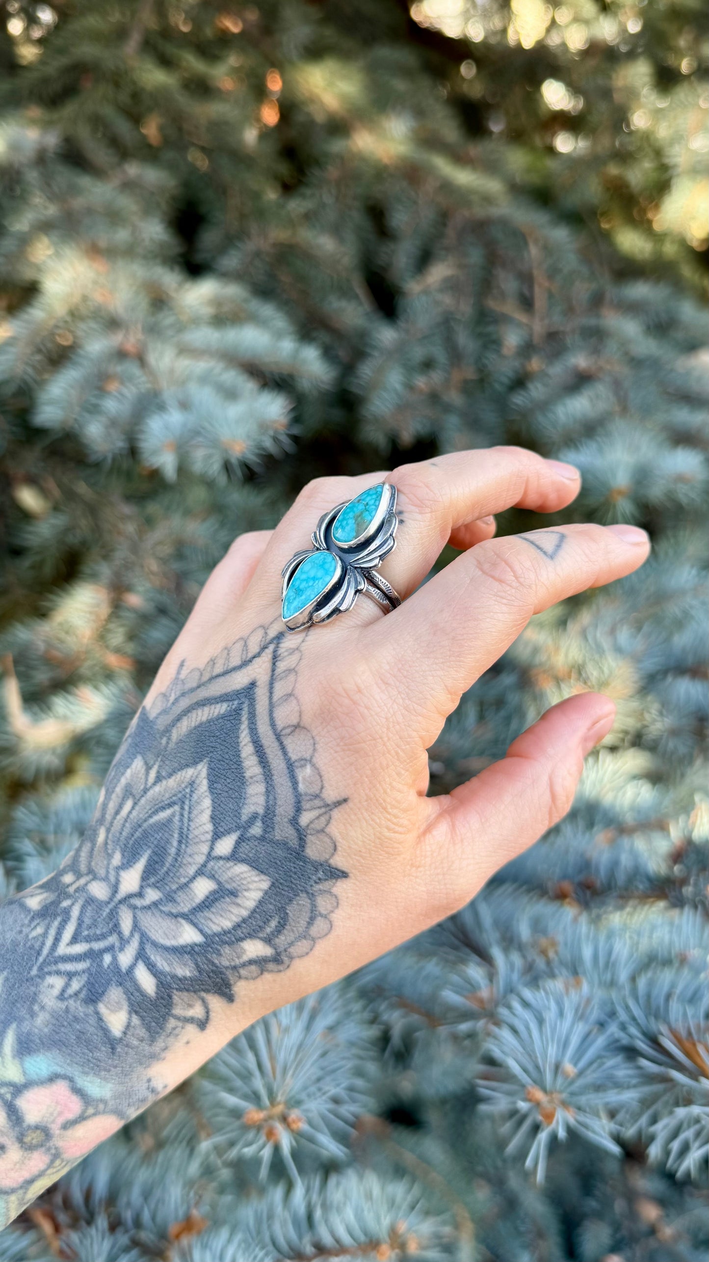 Andes Bloom | Chilean Turquoise Sterling Silver Ring (Size 7.5)