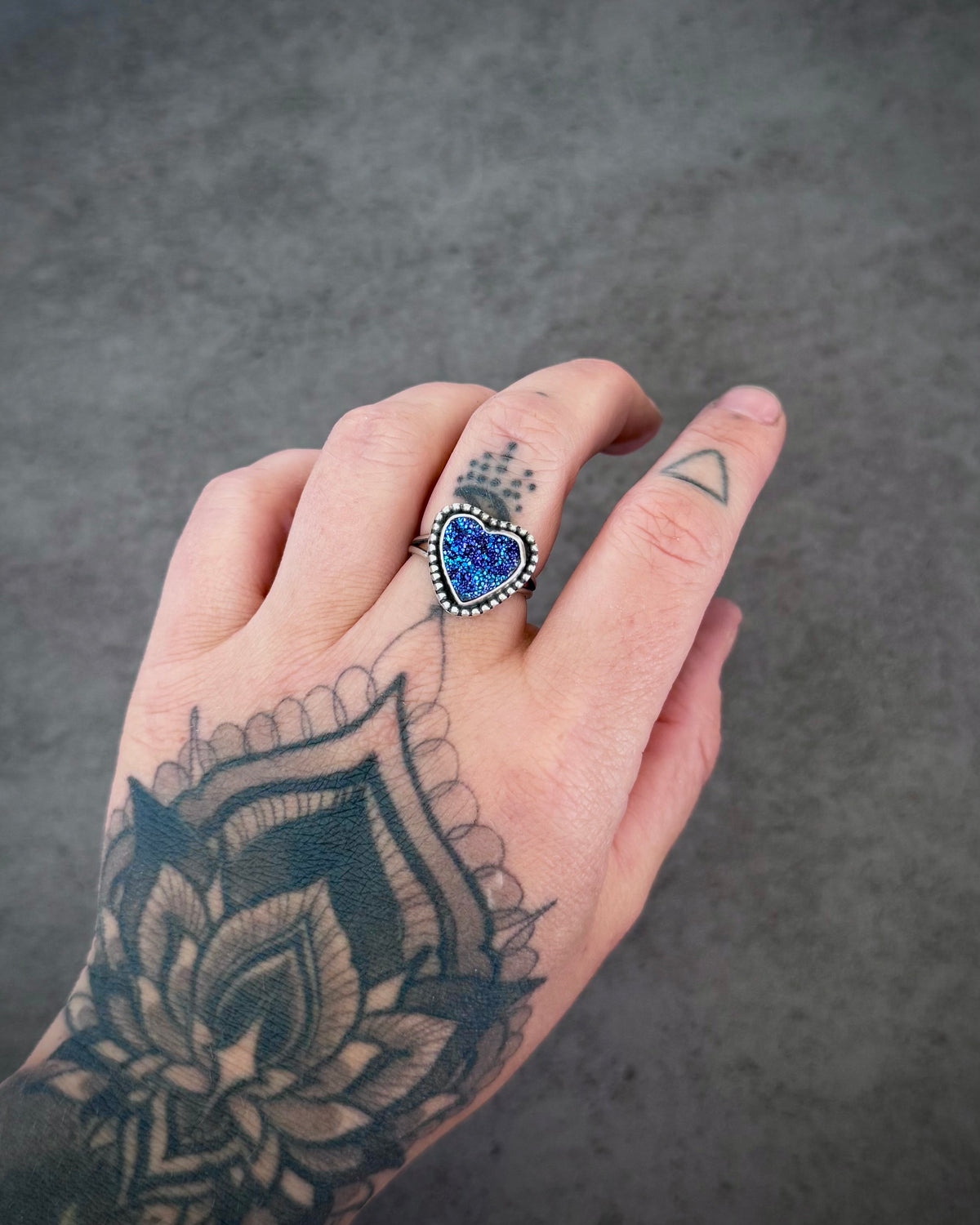 Druzy Heart Ring - Size 7