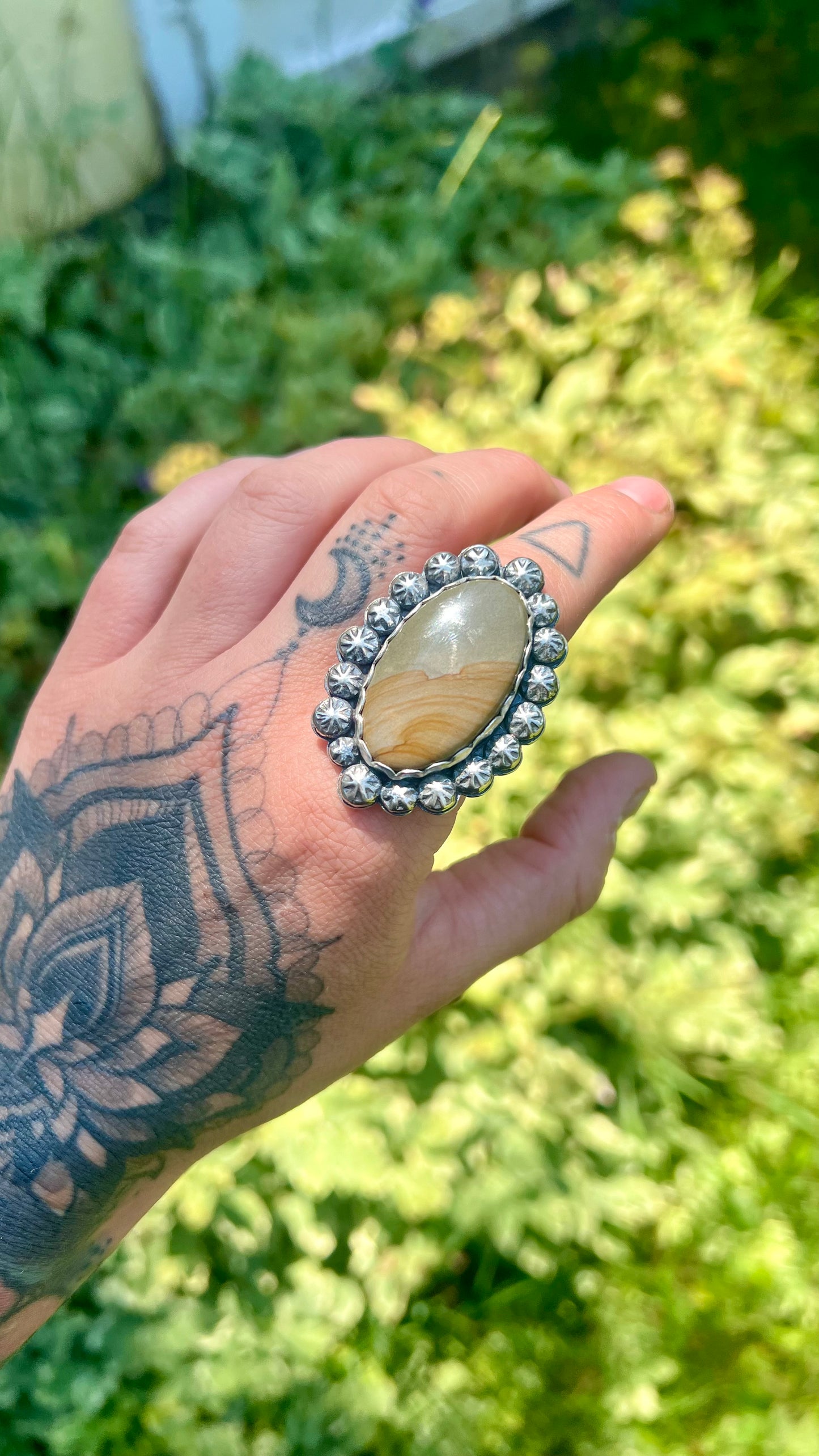 Picture Jasper Statement Ring - Size 9