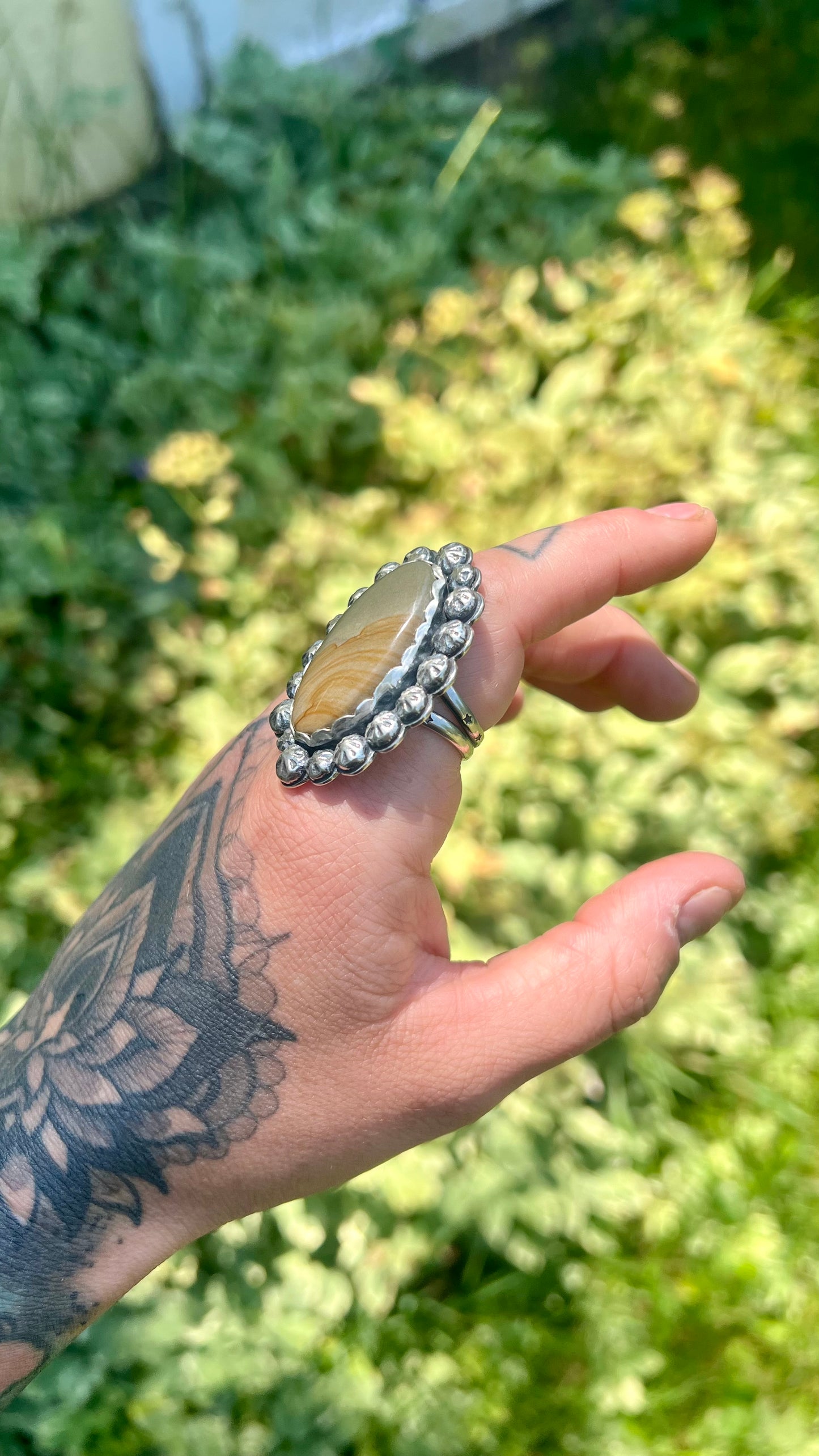Picture Jasper Statement Ring - Size 9