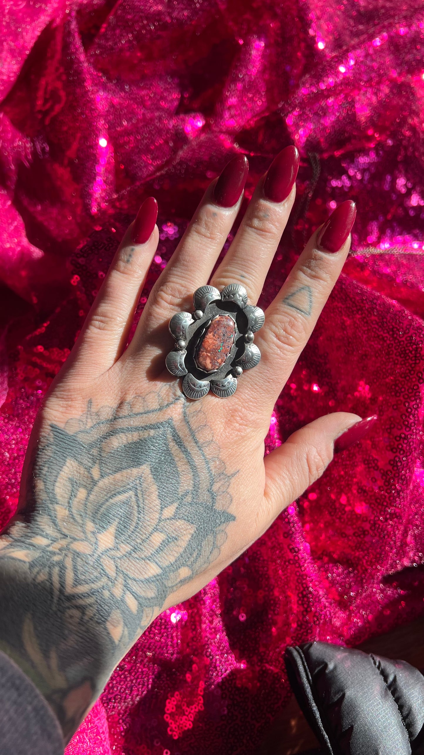 Mexican Fire Opal Statement Ring - Size 7.5