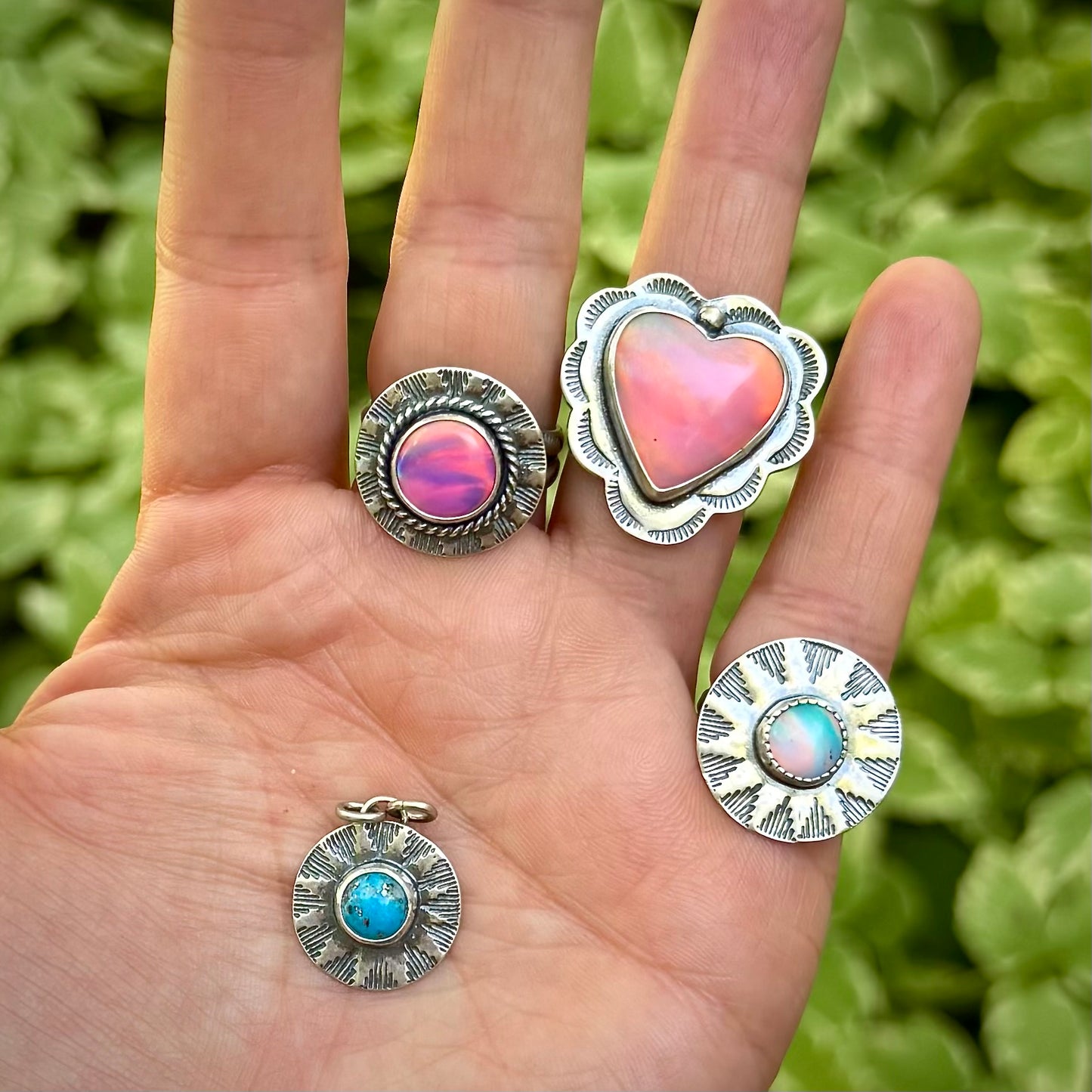 Aurora Opal Sunburst Ring - Size 8.75