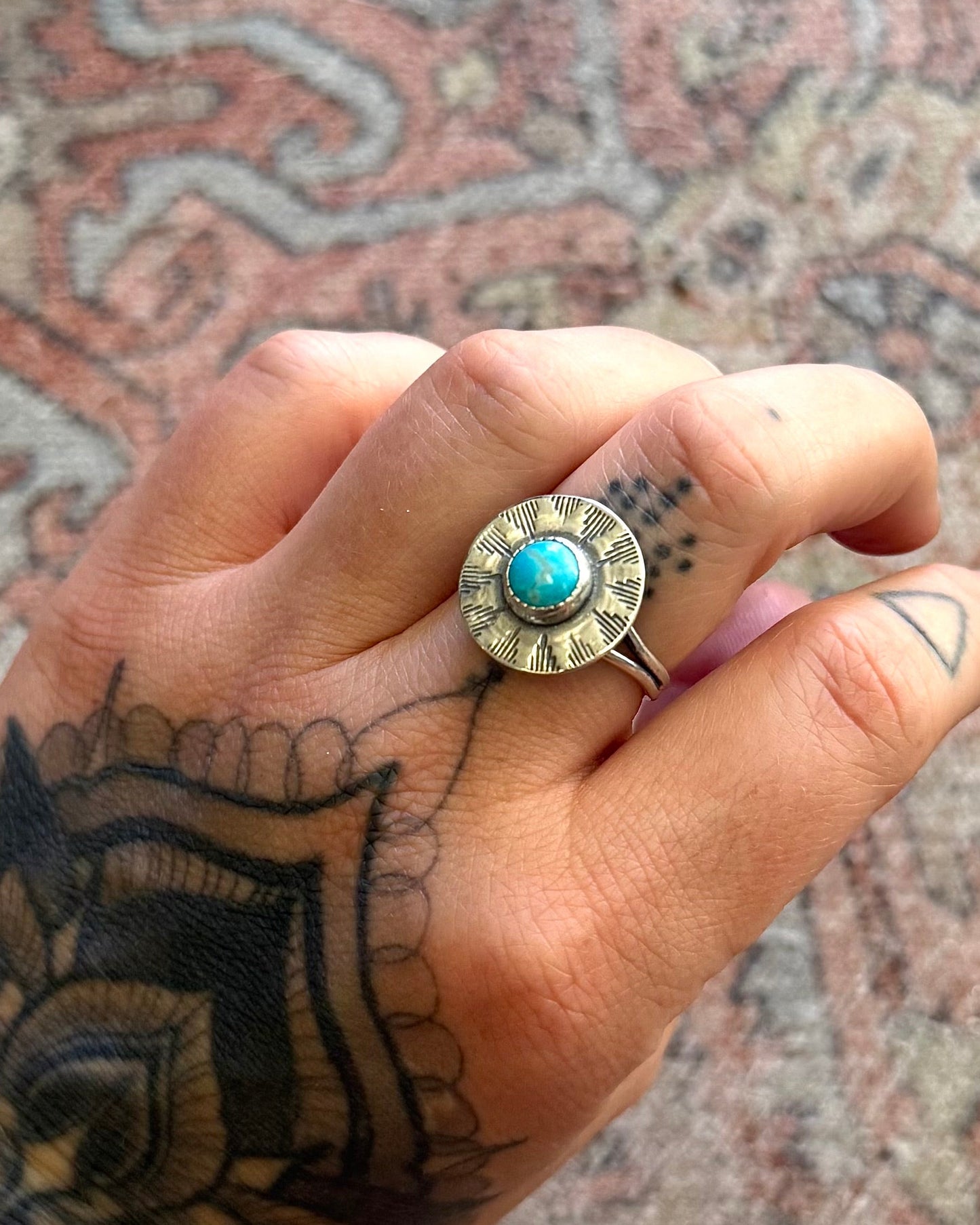 Turquoise Sunburst Ring - Size 9