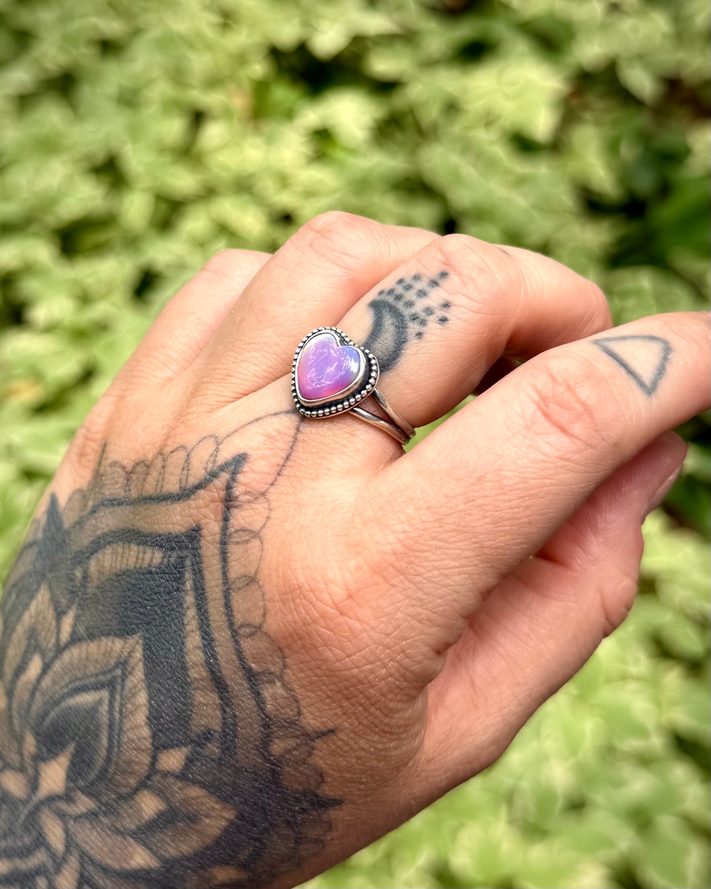 Aurora Opal Heart Ring - Size 7.25/7.5