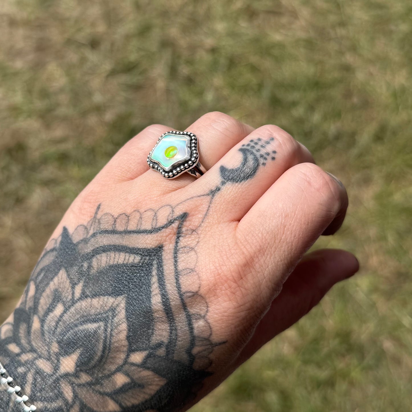 Aurora Opal Fried Egg Ring - Size 7