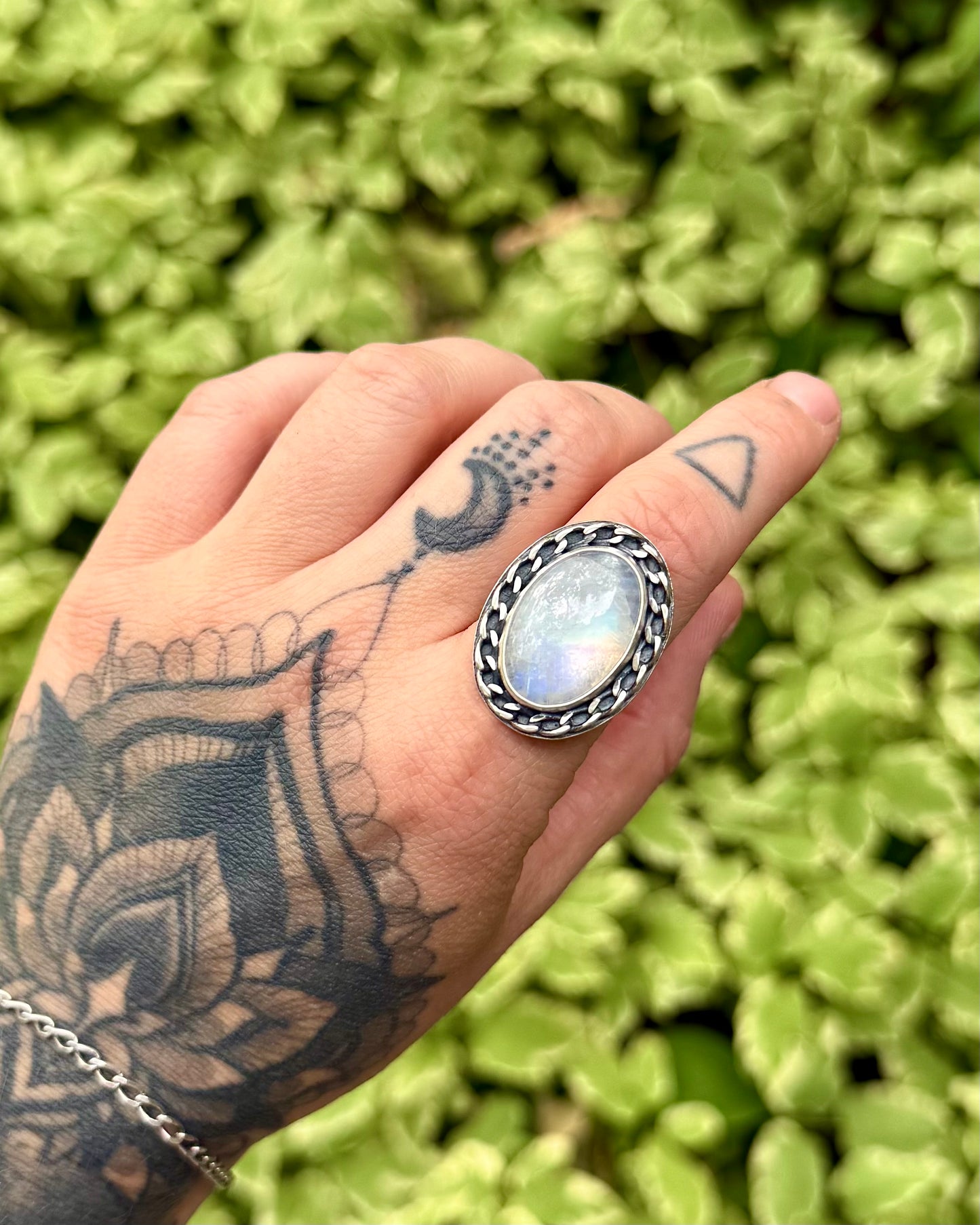 Rainbow Moonstone Ring - 9.5
