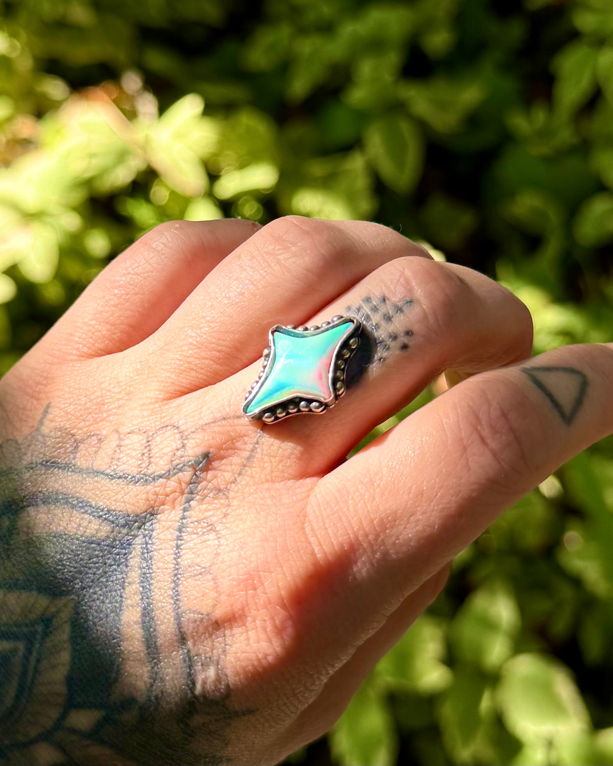 Aurora Opal Star #4 — Ring or Necklace, Made to Order
