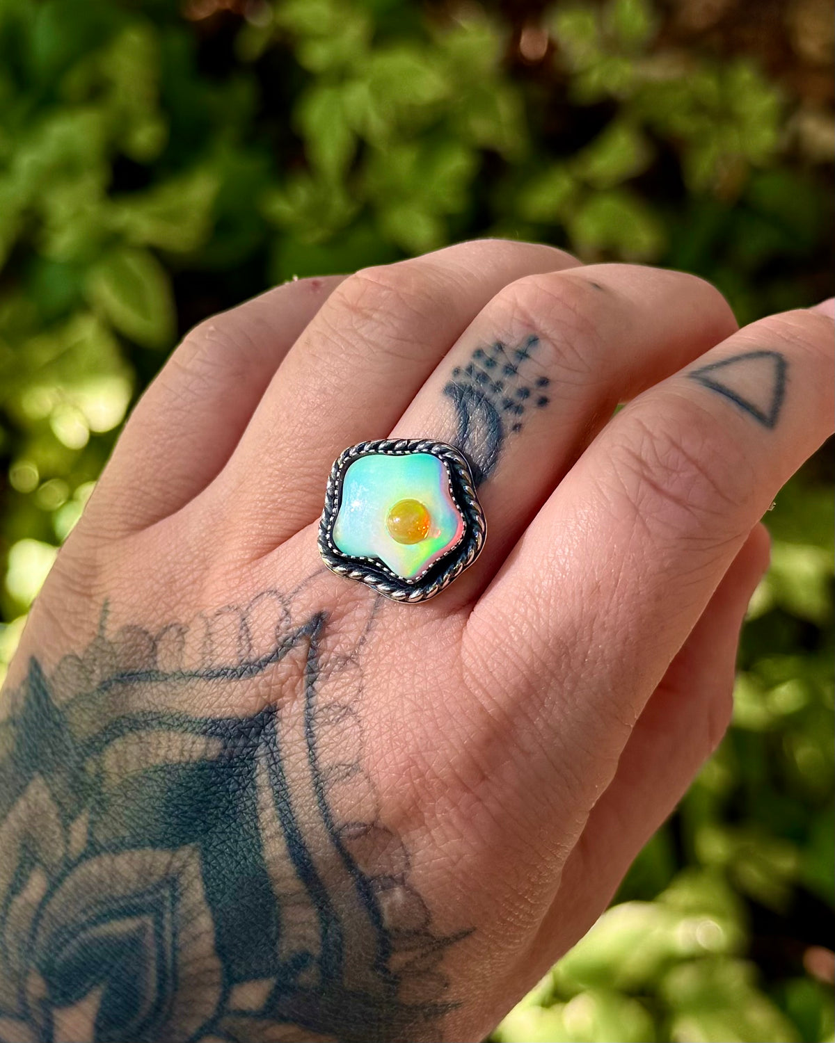 Aurora Opal Fried Egg — Ring or Necklace, Made to Order