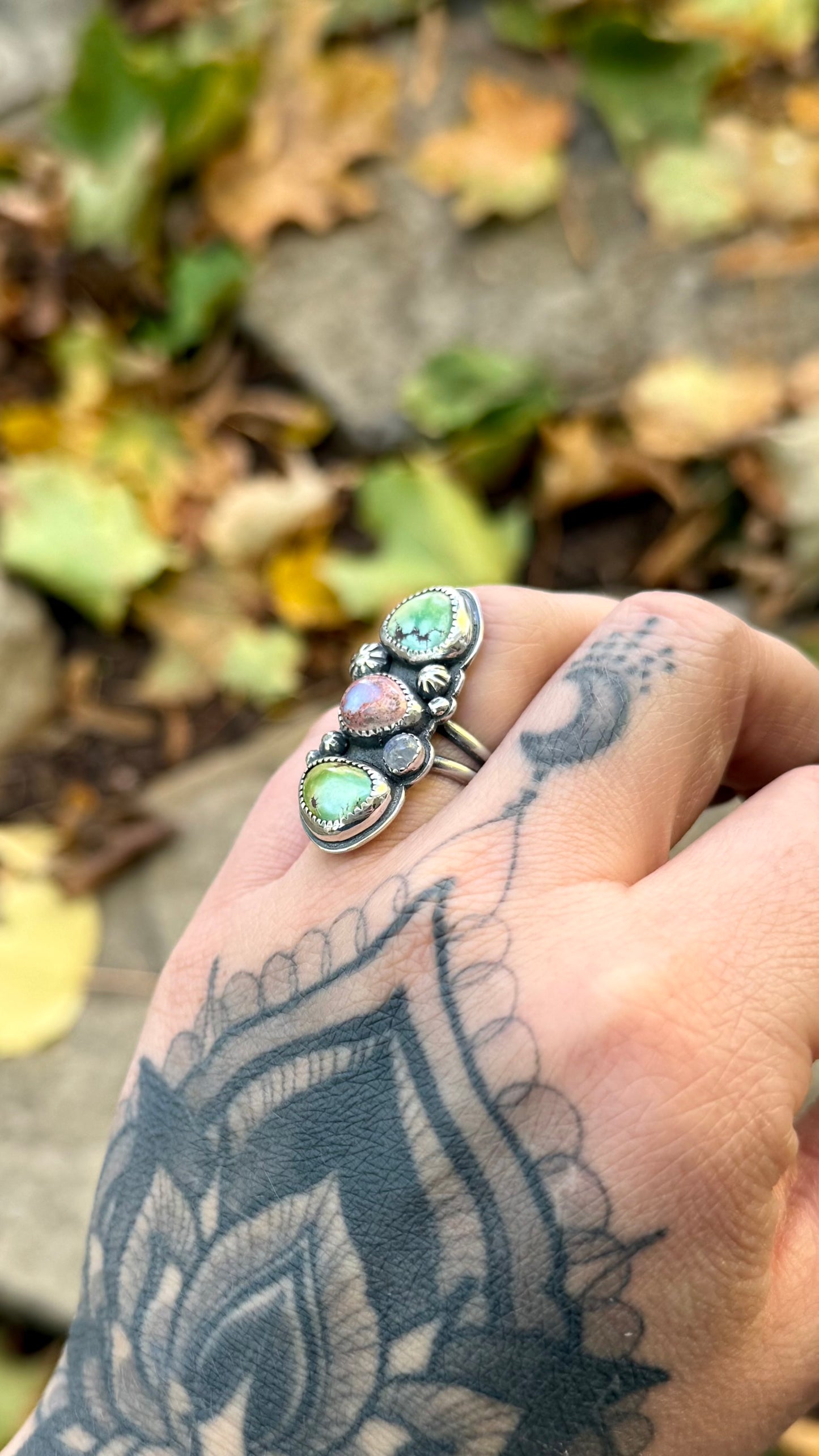 Golden Hills + Fire Opal + Moonstone Ring | Size 7
