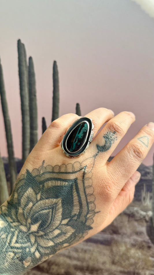 Black Buffalo Turquoise Statement Ring | Size 6.5