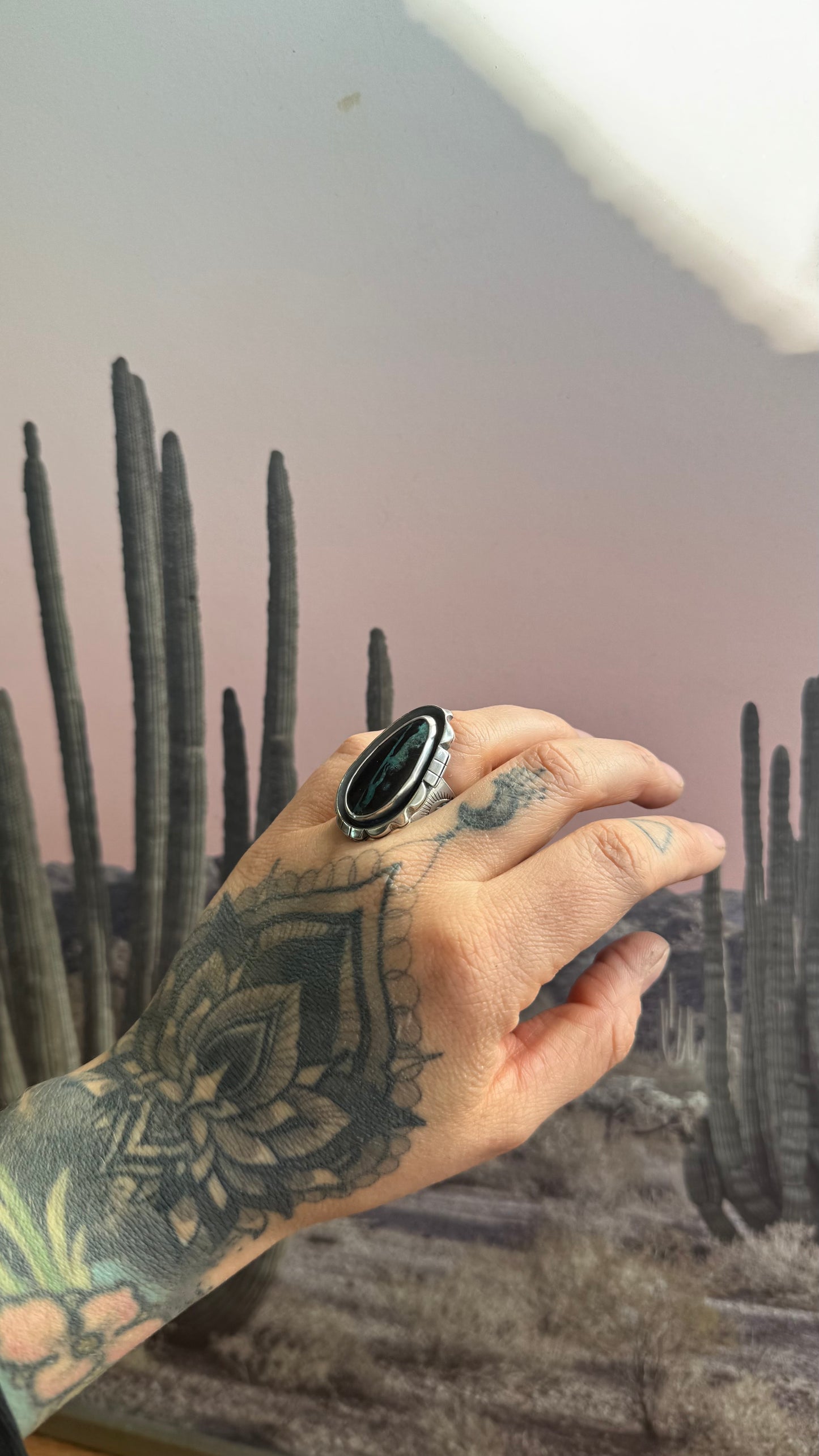Black Buffalo Turquoise Statement Ring | Size 6.5