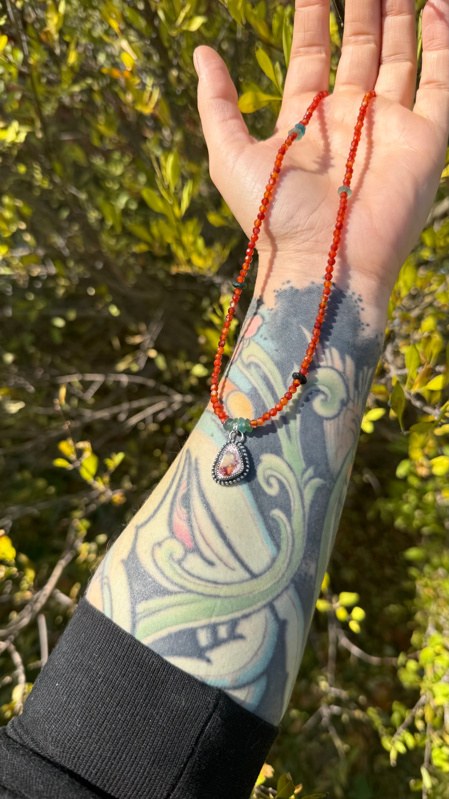 Fire Opal + Carnelian 16" Necklace