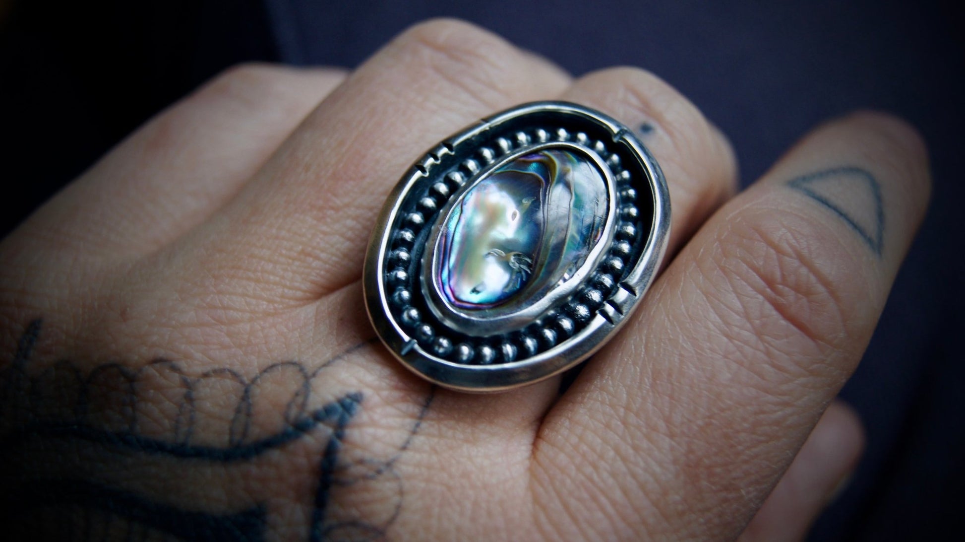 Abalone Portal Ring - Size 7.5 - Cosmic Heart Arts