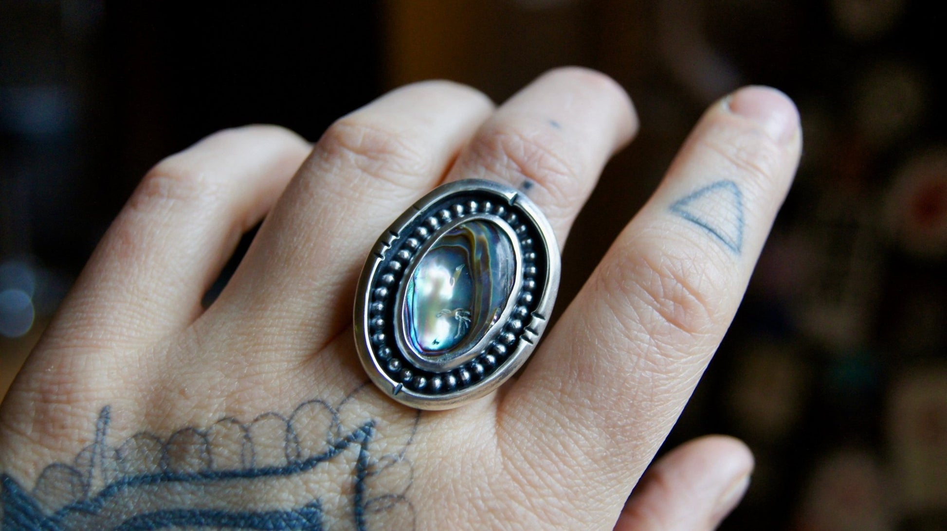 Abalone Portal Ring - Size 7.5 - Cosmic Heart Arts