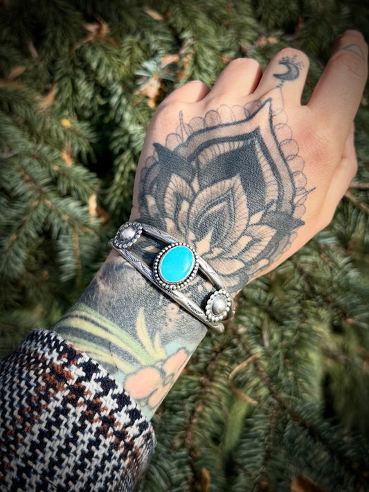 🌵 Sleeping Beauty Statement Cuff — Sterling Silver | Heirloom Quality