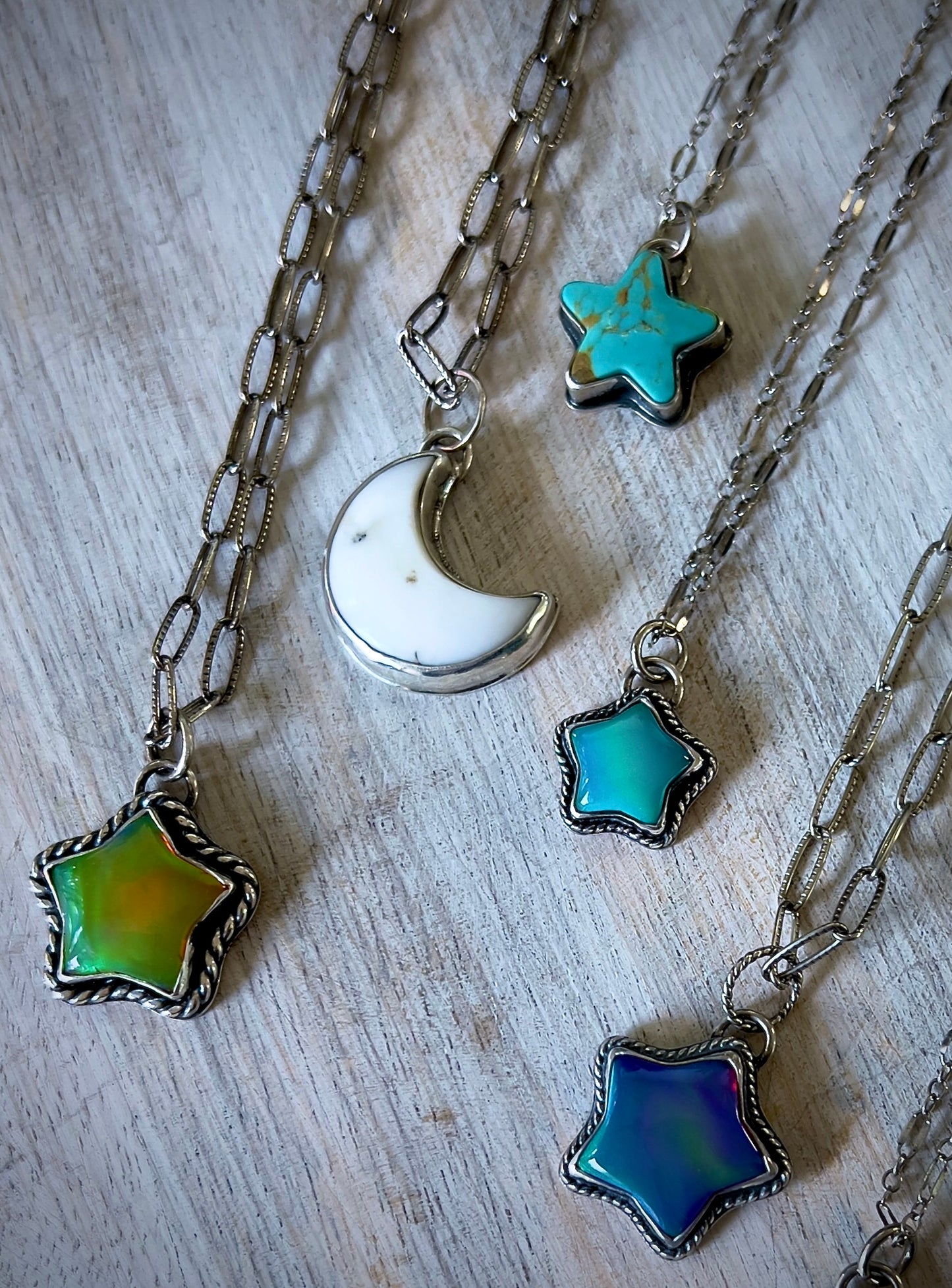 Aurora Opal Star Charm Necklace - 18" Chain