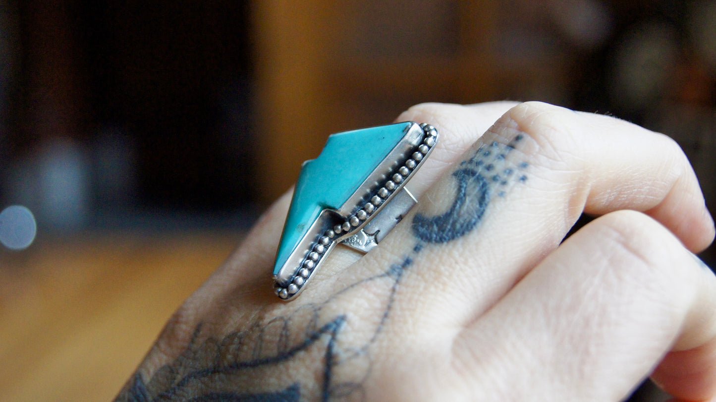 Turquoise Bowie Ring - Size 7/7.25