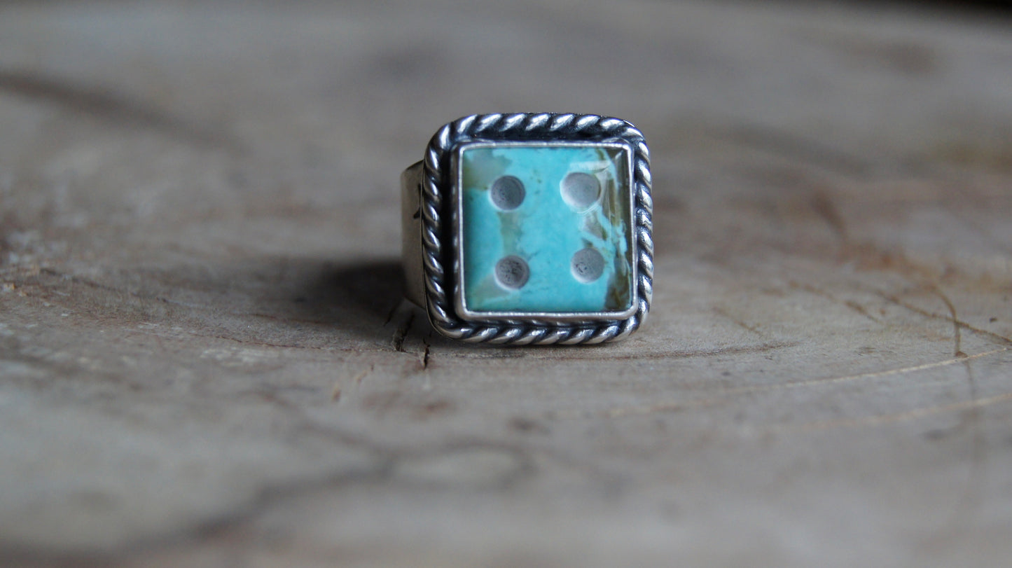 #4 Turquoise Dice Ring- Size 5.5