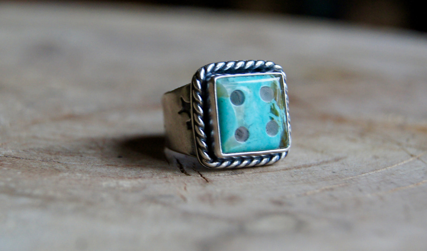 #4 Turquoise Dice Ring- Size 5.5
