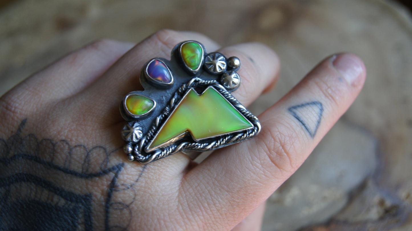 Aurora Opal Bowie Ring - Size 8