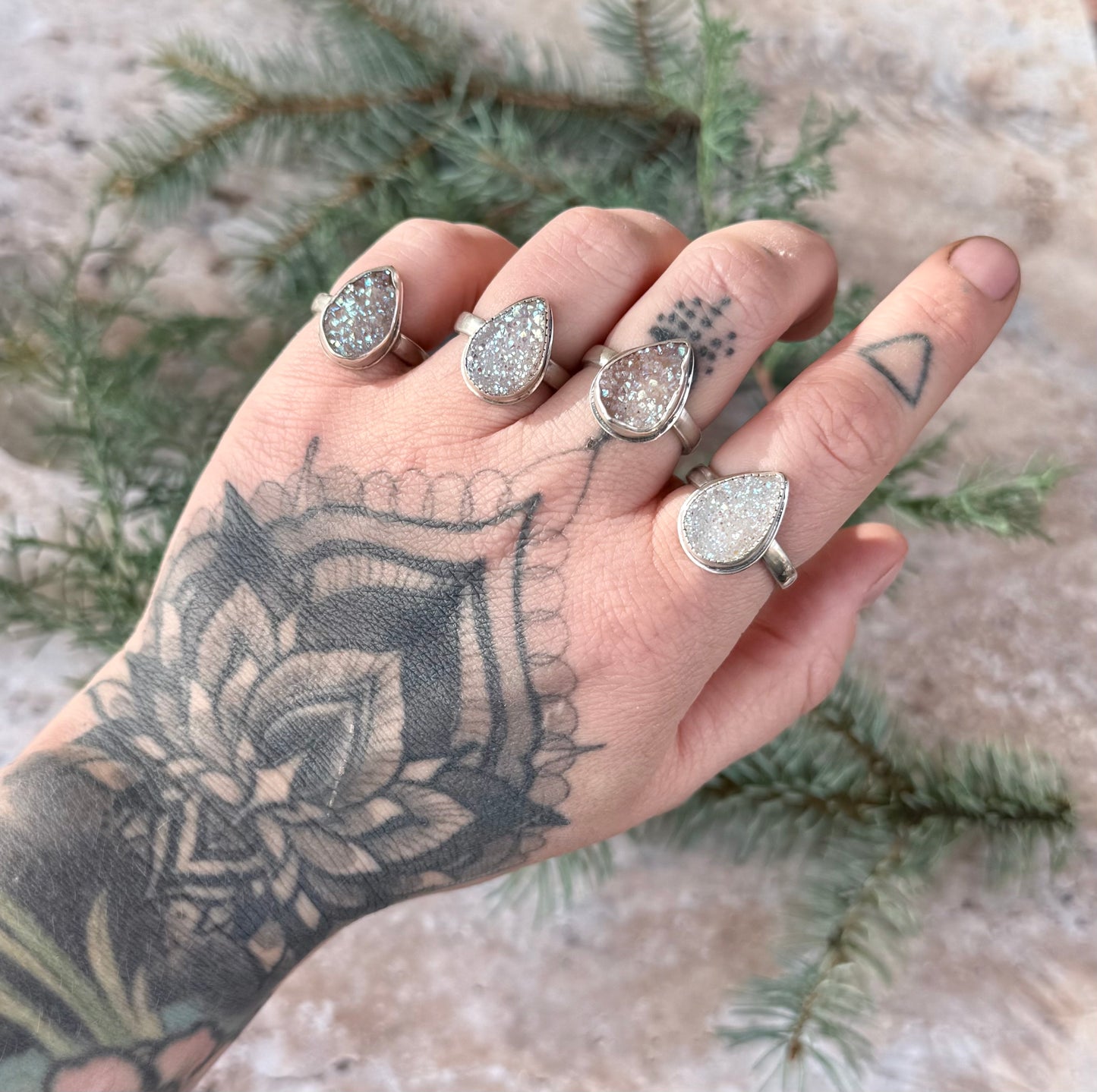 Crystal Druzy Teardrop Ring | Various Sizes
