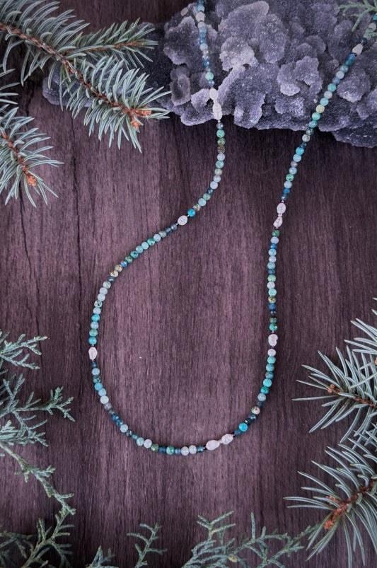 Mixed Stones + freshwater Pearl 22” Layering Necklace