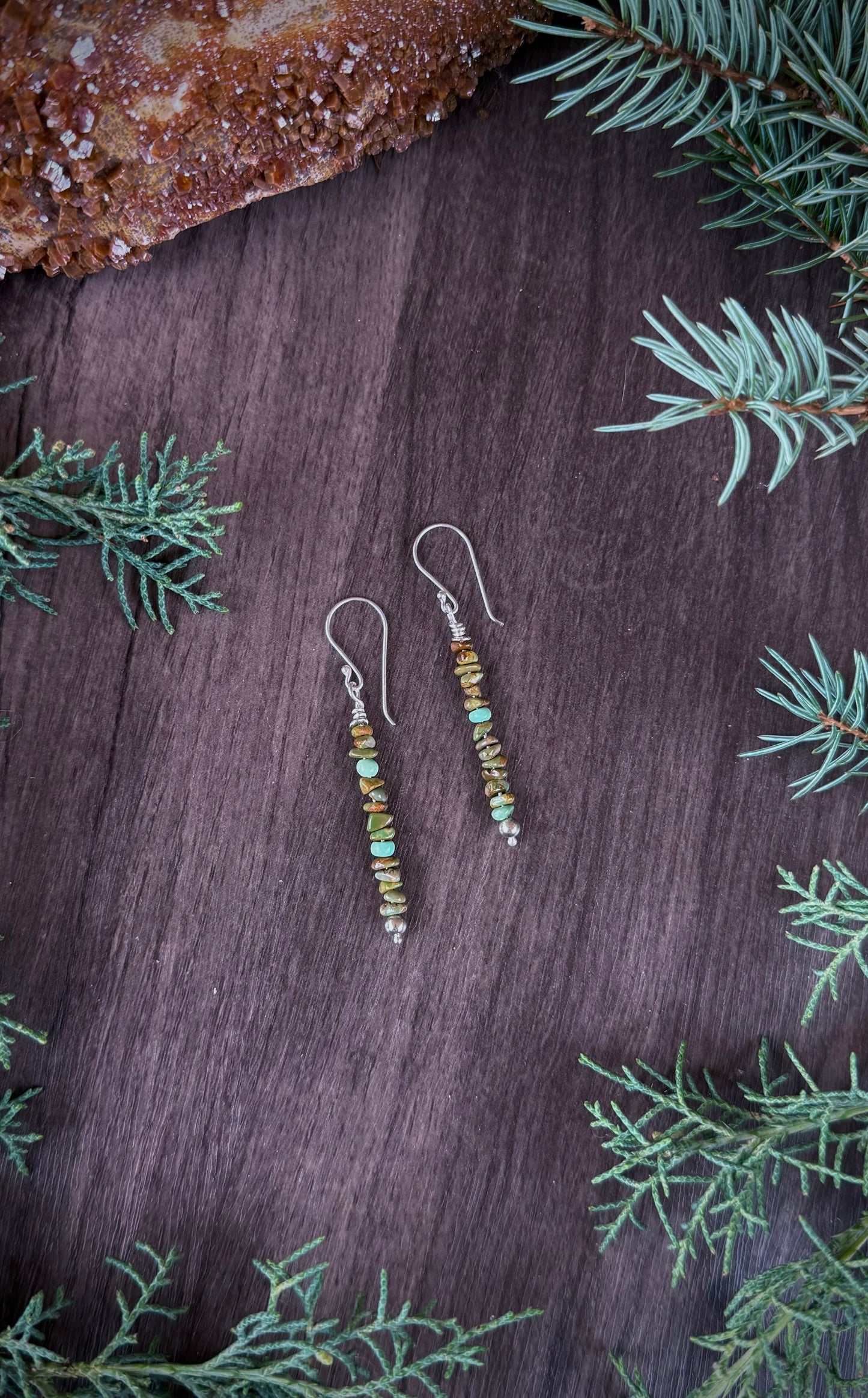 Desert Trail Turquoise Earrings — Sterling Silver