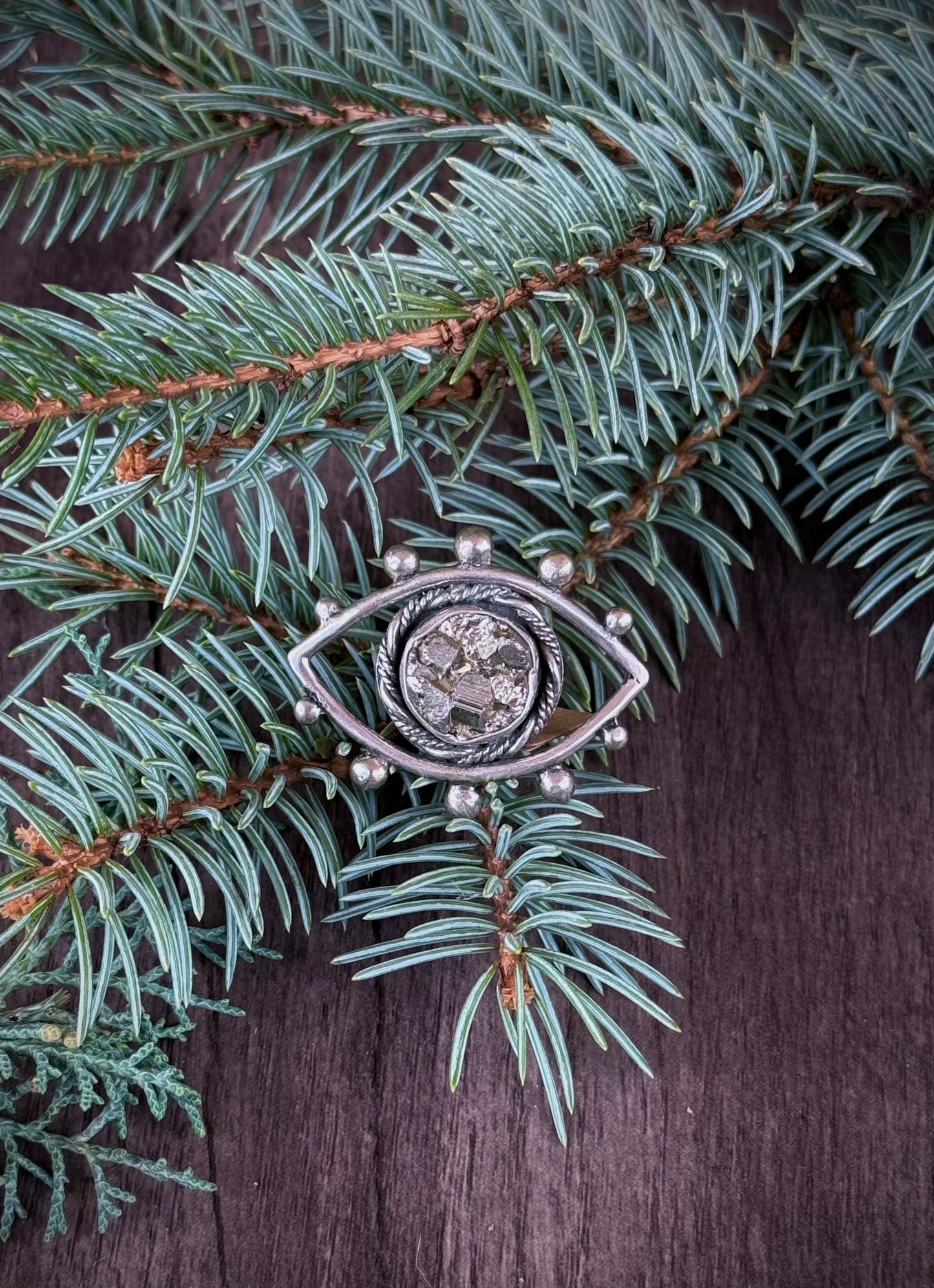 "All Seeing" Pyrite Ring | Size 7