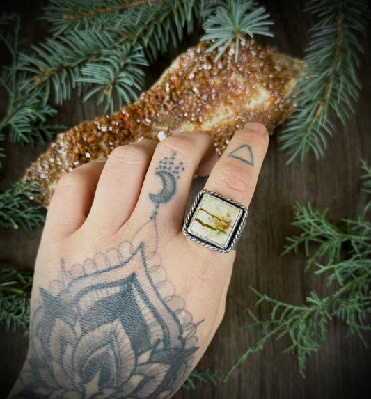 Chunky Royston Ribbon Turquoise Ring| Size 11.5