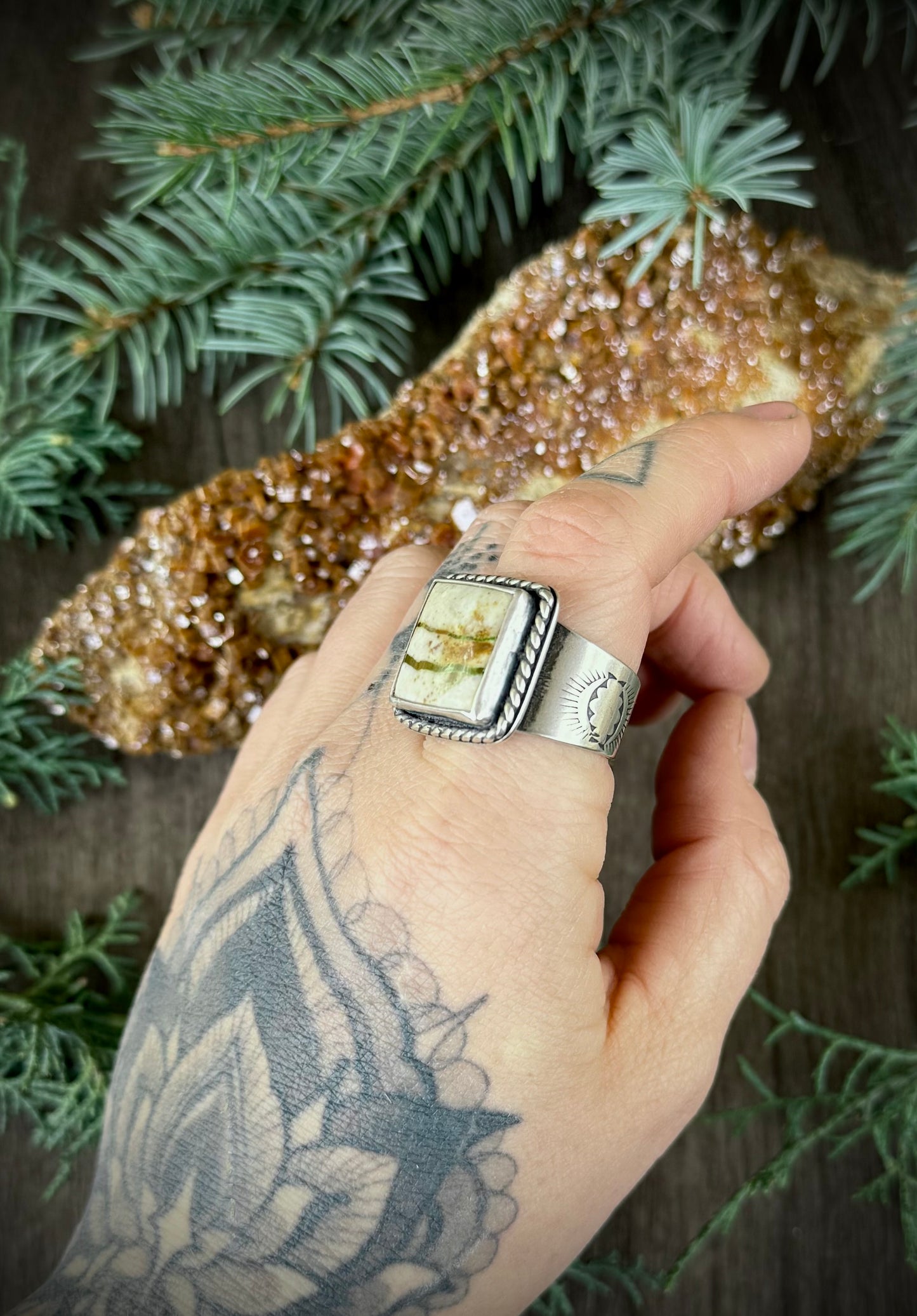 Chunky Royston Ribbon Turquoise Ring| Size 11.5