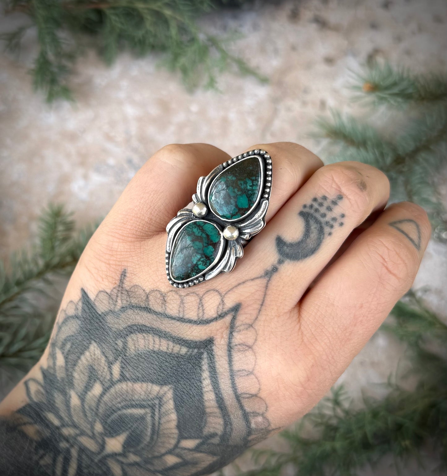 Moon River Turquoise Statement Ring | Size 6.5