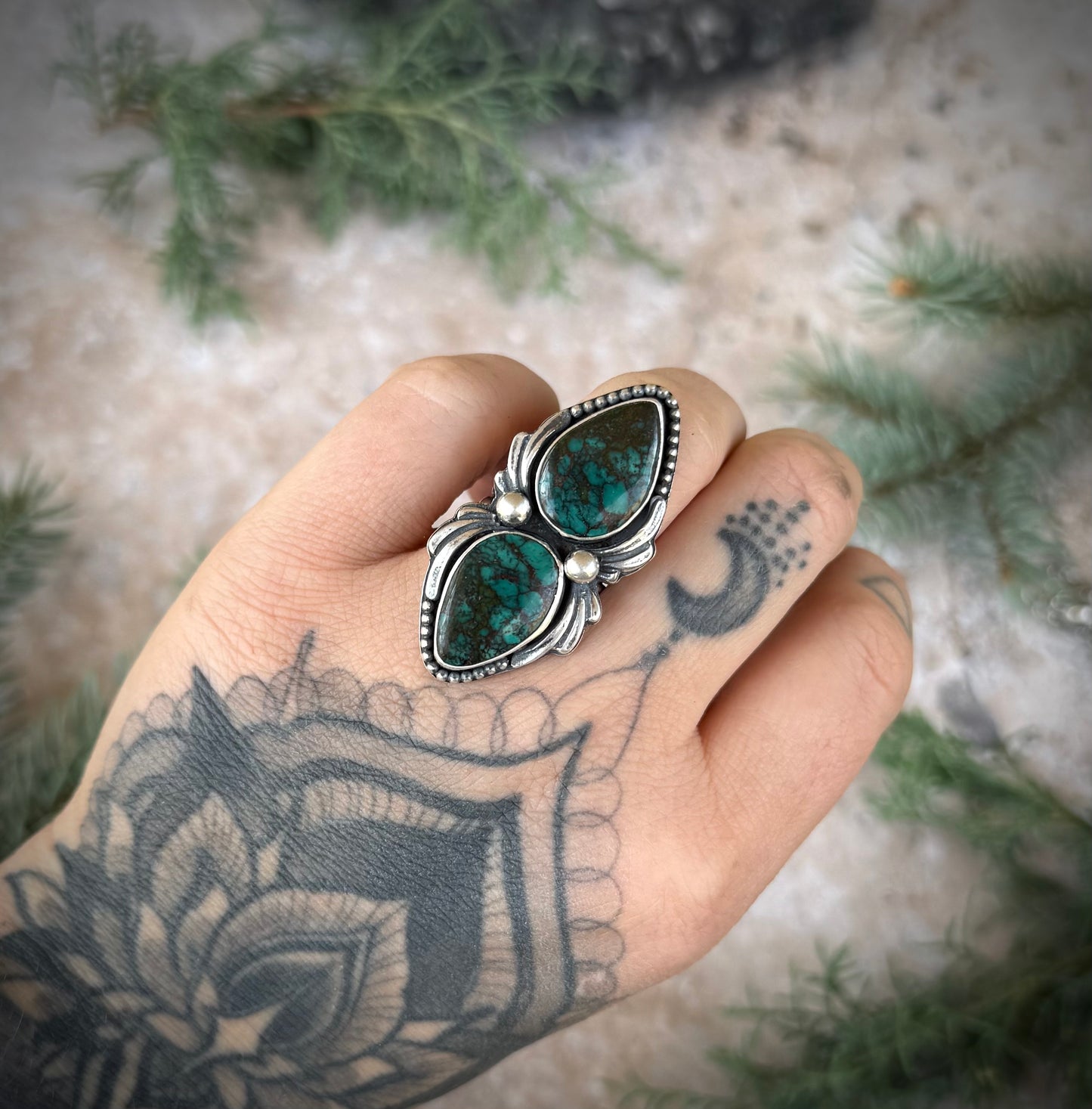 Moon River Turquoise Statement Ring | Size 6.5