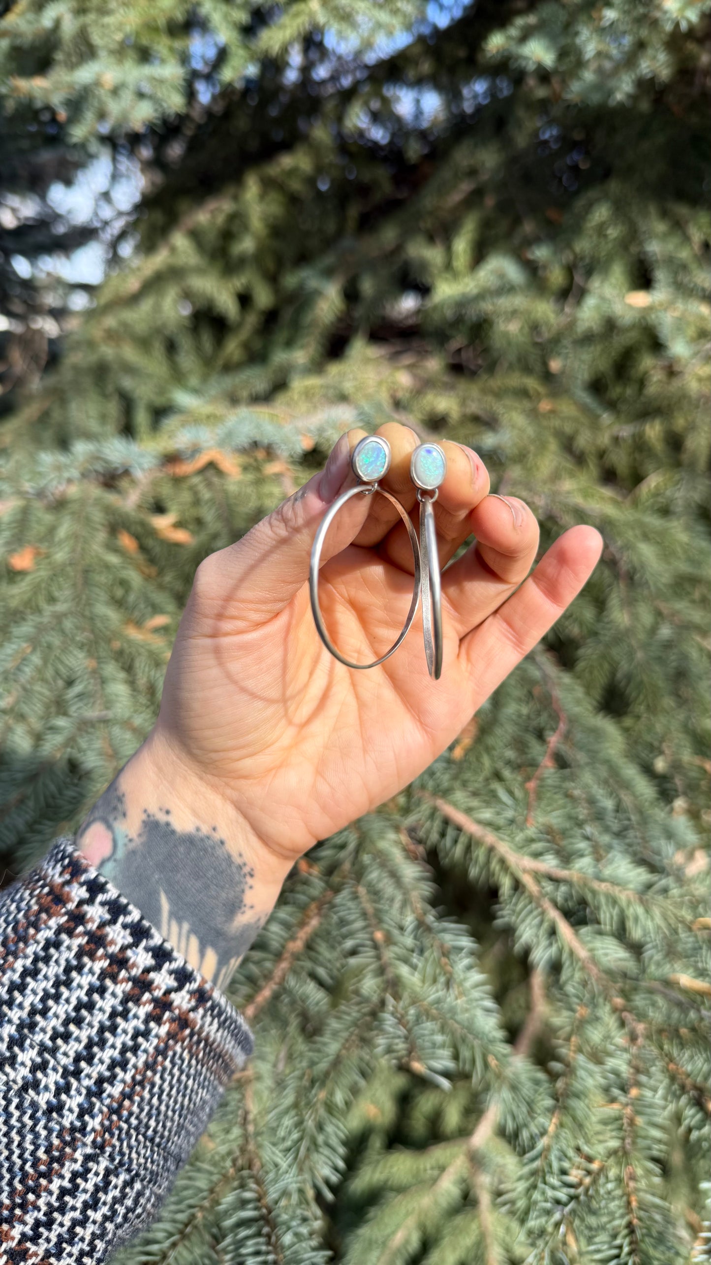 Australian Opal Hoop Earrings