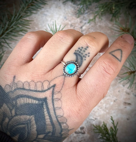 Turquoise Stacker Ring — Sterling Silver — Size 7