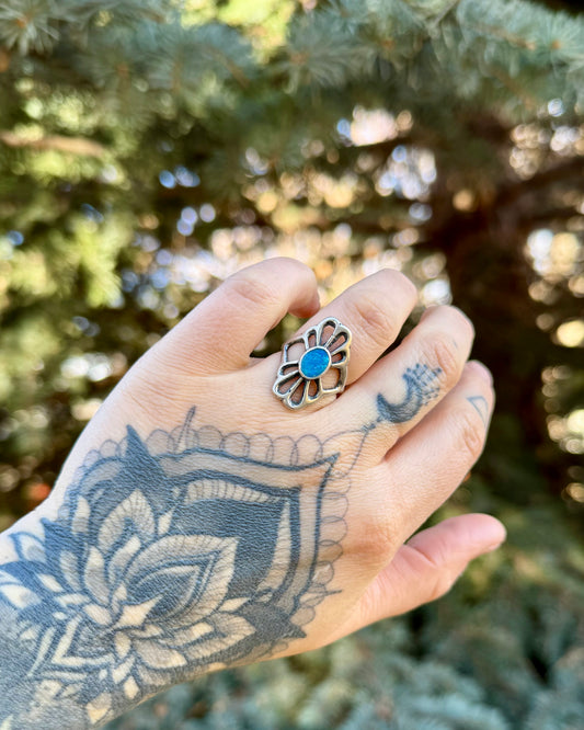Coober Pedy Opal Petal Ring | Size 7