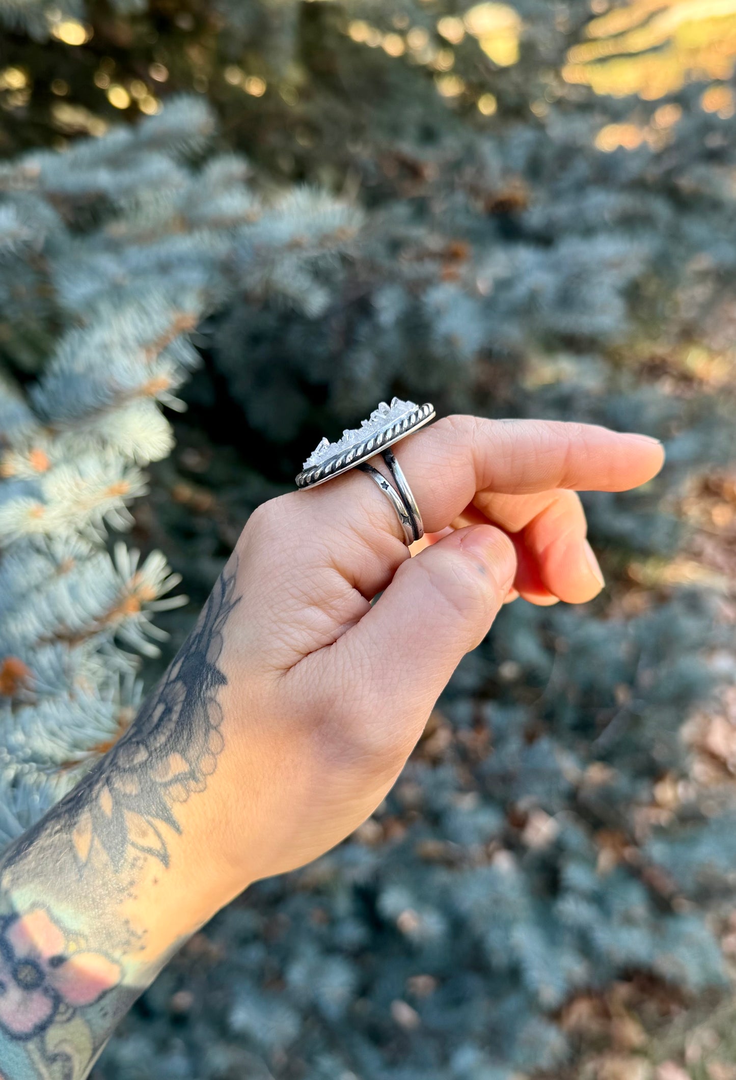 Frostveil | Siberian Crystal Cave Druzy Sterling Silver Ring | Size 9