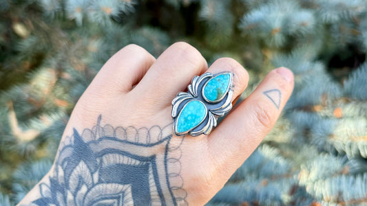 Andes Bloom | Chilean Turquoise Sterling Silver Ring (Size 7.5)