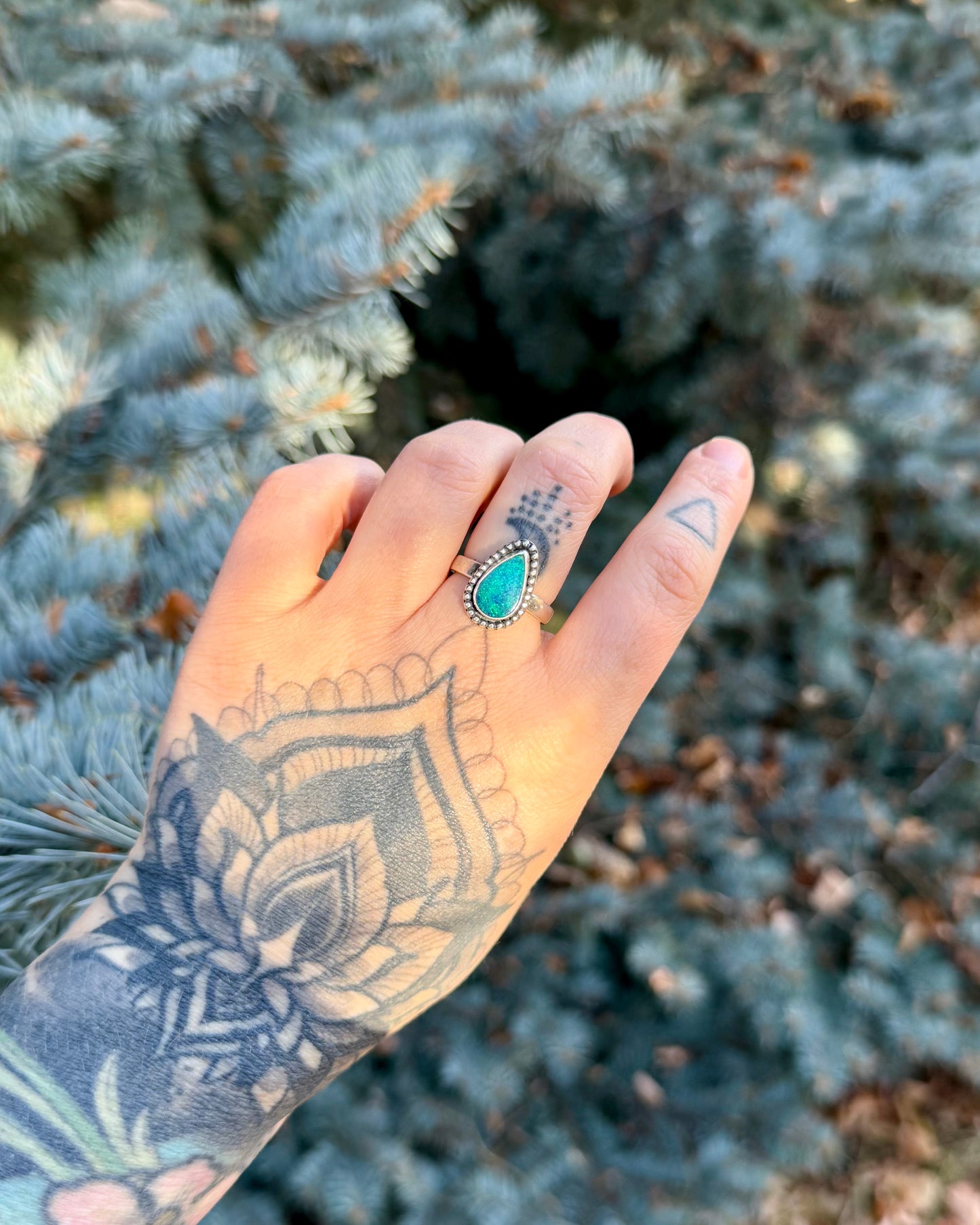 Moonrise | Coober Pedy Opal Sterling Silver Ring (Size 8)