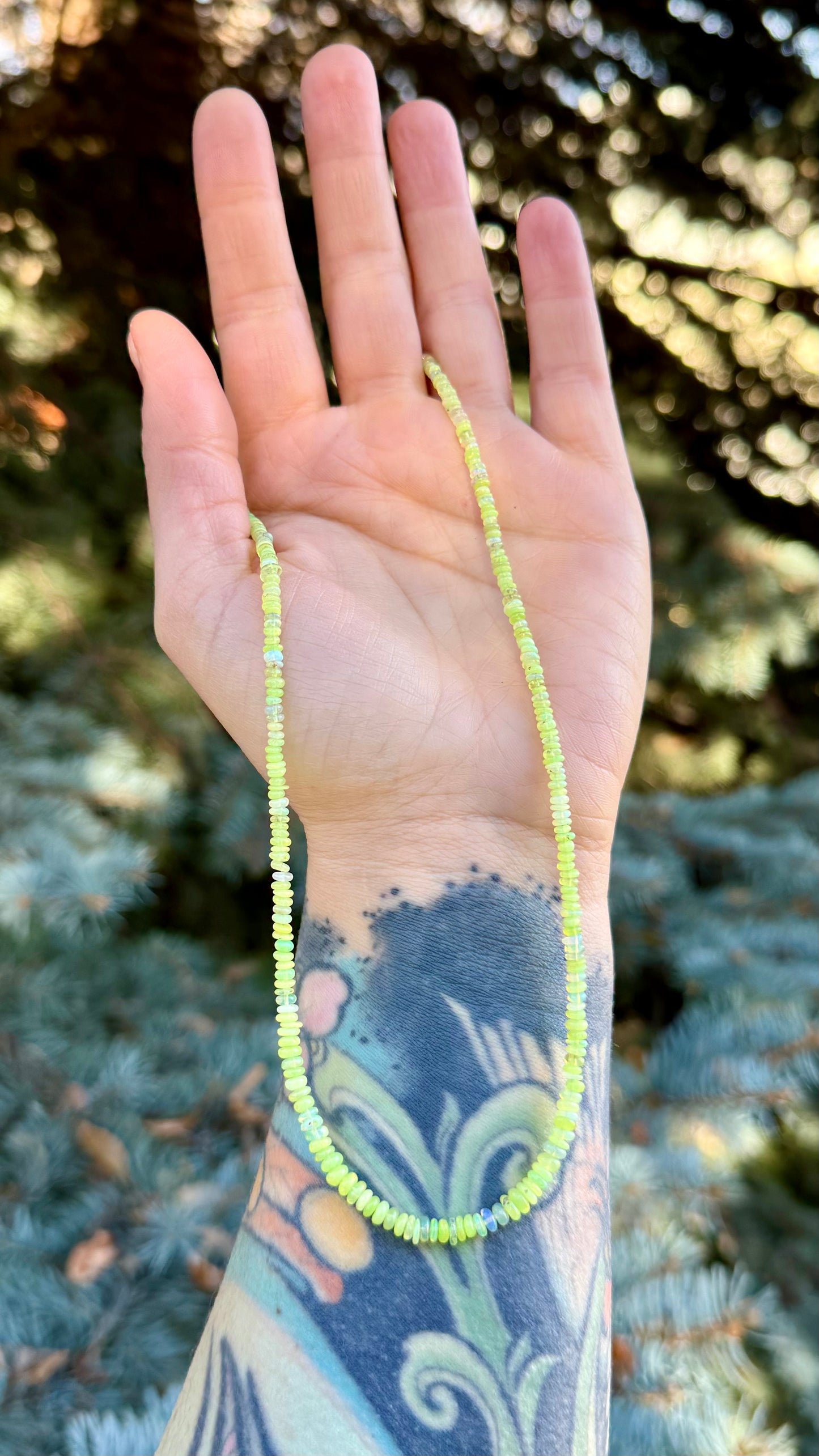 Lime Ethiopian Opal Necklace — 16”
