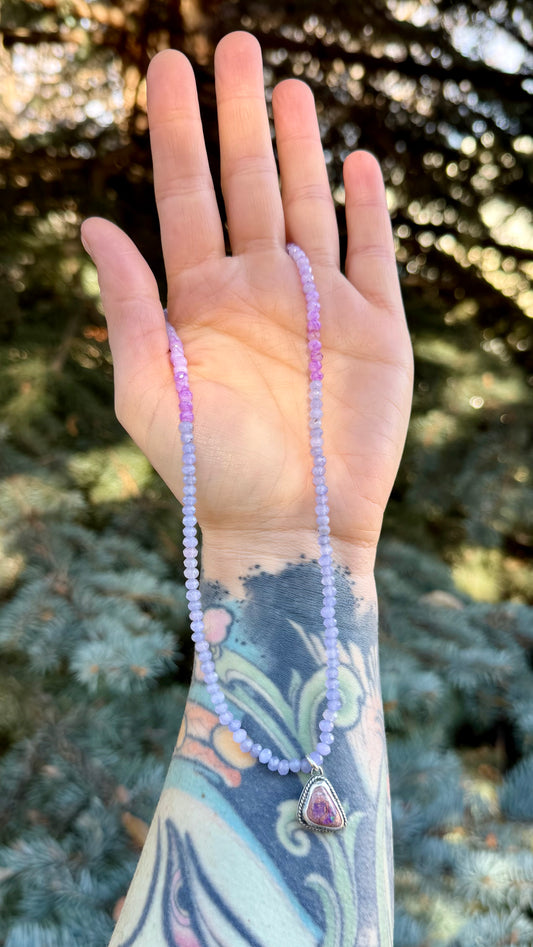 Quartzite + Mexican Fire Opal Necklace #2