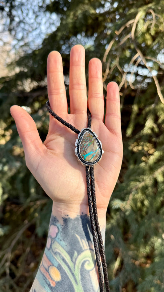 Royston Ribbons Bolo Tie - Handcrafted Sterling Silver & Turquoise