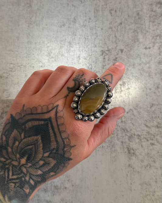 Picture Jasper Statement Ring - Size 9