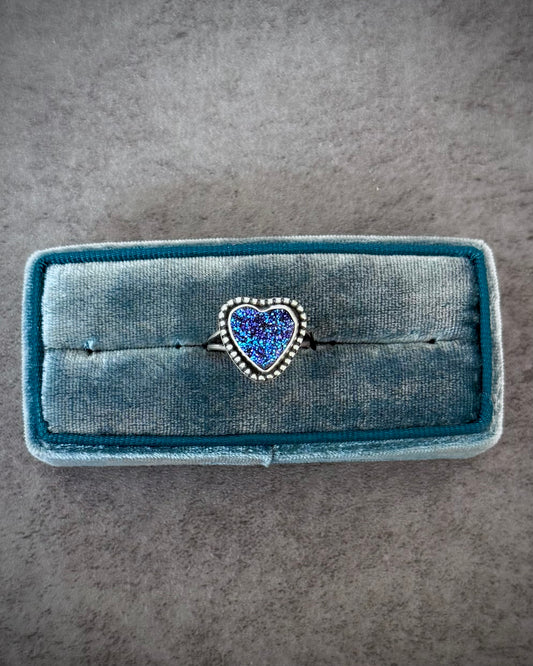 Druzy Heart Ring - Size 7